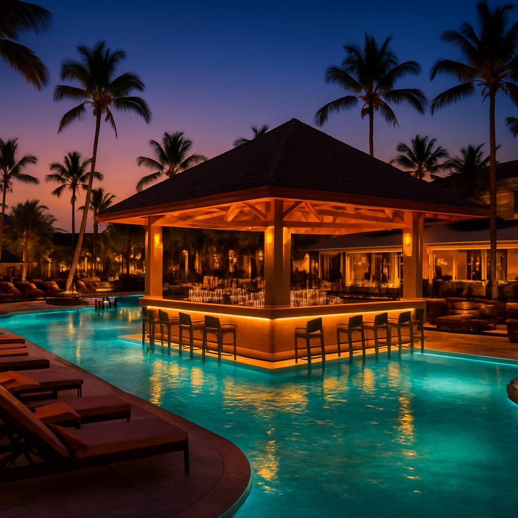 Swim-up pool bar and nightlife lounge at Hard Rock Hotel