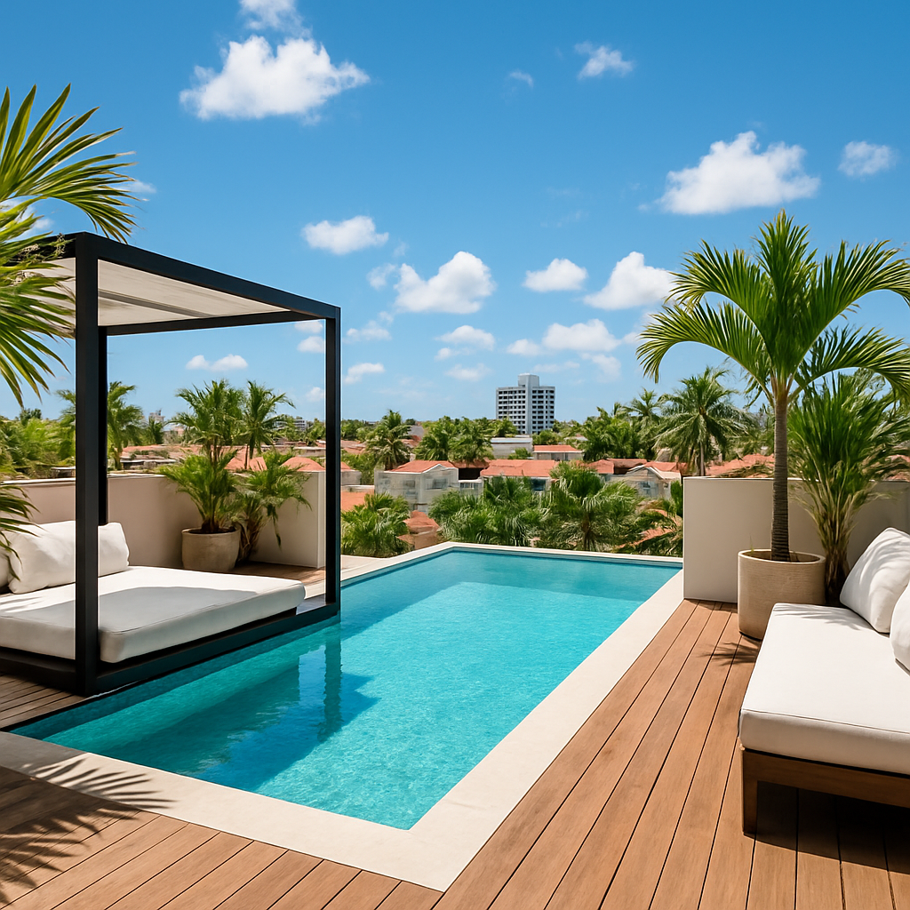 Rooftop pool and lounge at Probar Suites